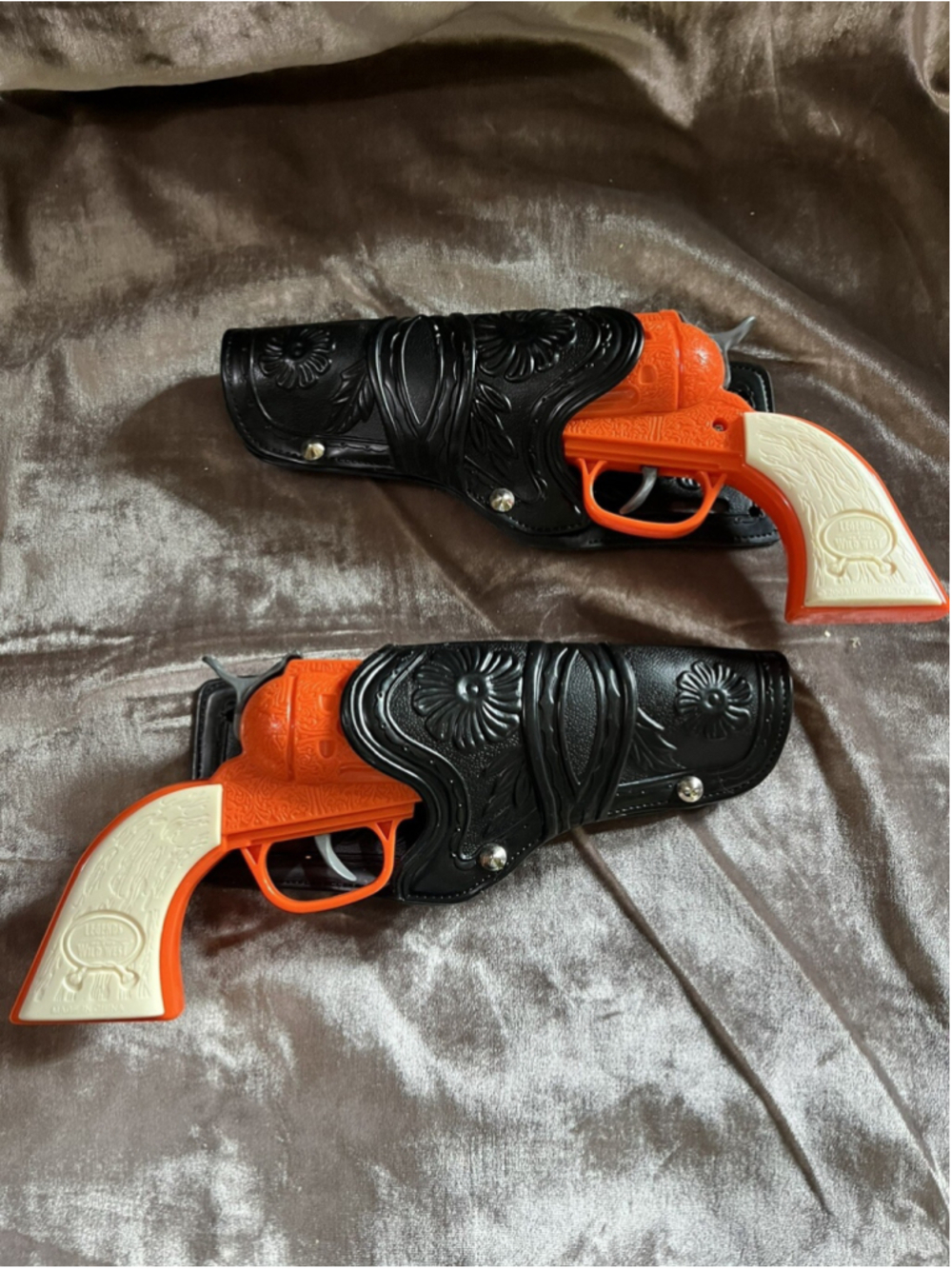 Imperial Legends of the Wild West Plastic Orange toy Revolvers w/Holsters